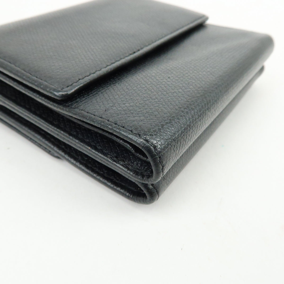 Chanel Cc Button Coin Purse Leather Black Calfskin Card Holders Accessory (Pre-Owned)