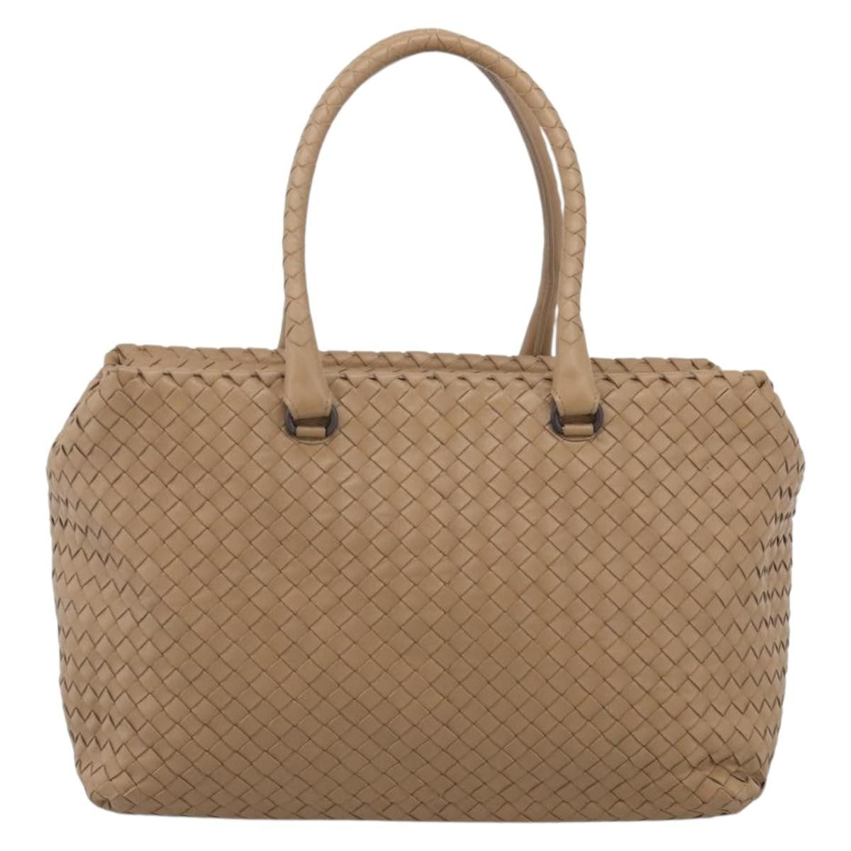 Bottega Veneta Brick Intrecciato Nappa Brown Leather Handbag (Pre-Owned)