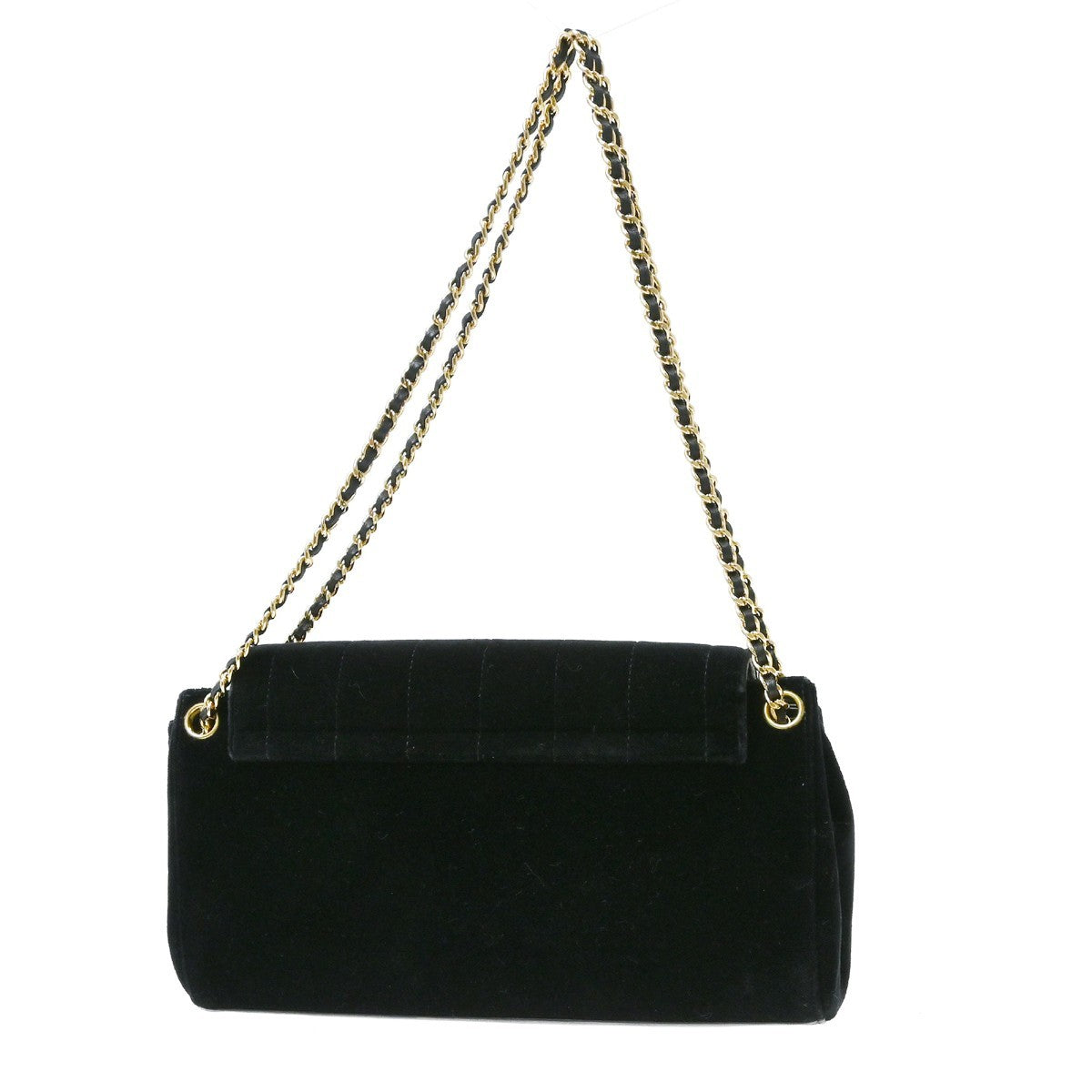 Chanel Chocolate Bar Mademoiselle Lock Chain Quilted Velvet Black Velvet Shoulder Bag Bag (Pre-Owned)