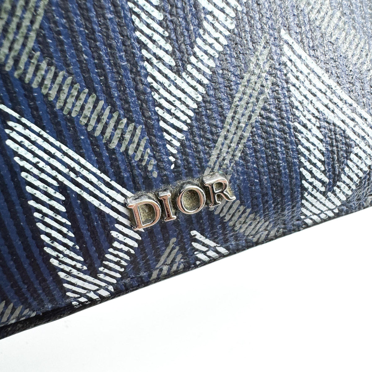 Christian Dior Card Holder Oblique Canvas And Leather Navy Canvas Card Holders Accessory (Pre-Owned)