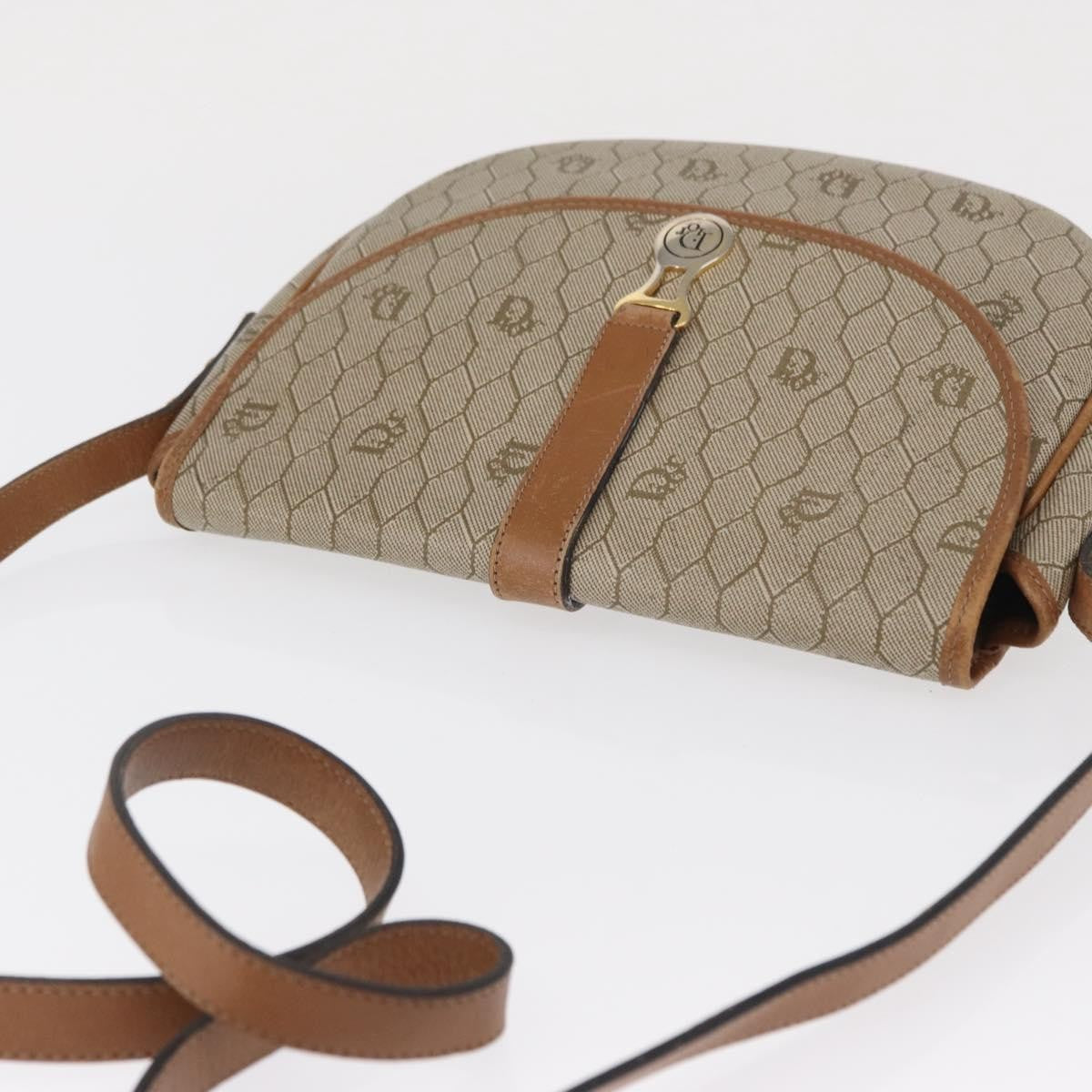 Christian Dior Vintage Honeycomb Canvas And Leather Beige Canvas Shoulder Bag Bag (Pre-Owned)