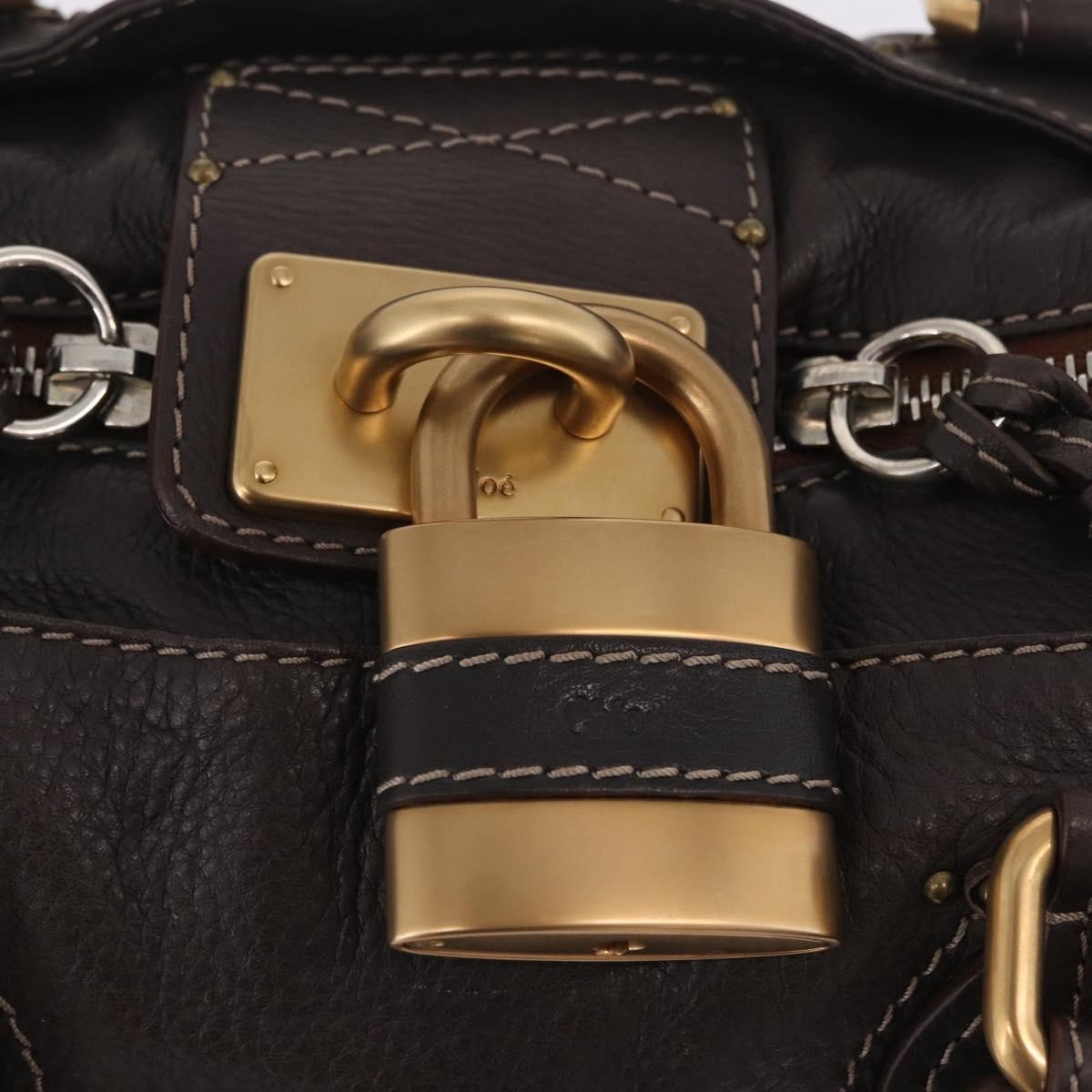 Chloe Paddington Lock Leather Brown Leather Handbag (Pre-Owned)