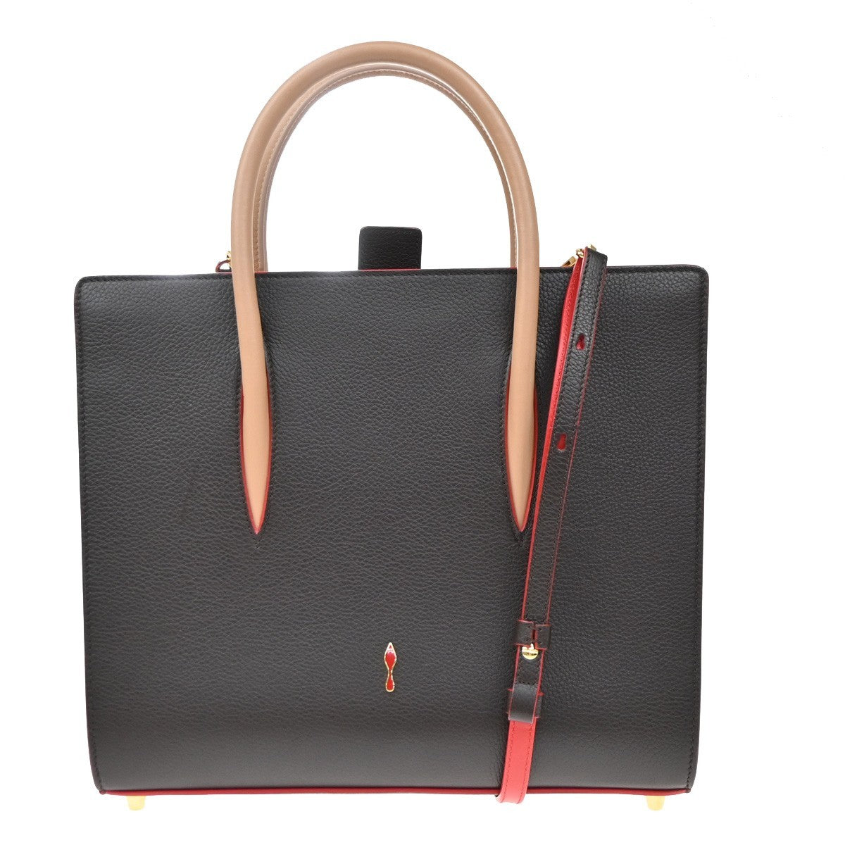 Christian Louboutin Paloma Printed Leather Brown Leather Tote Bag Bag (Pre-Owned)