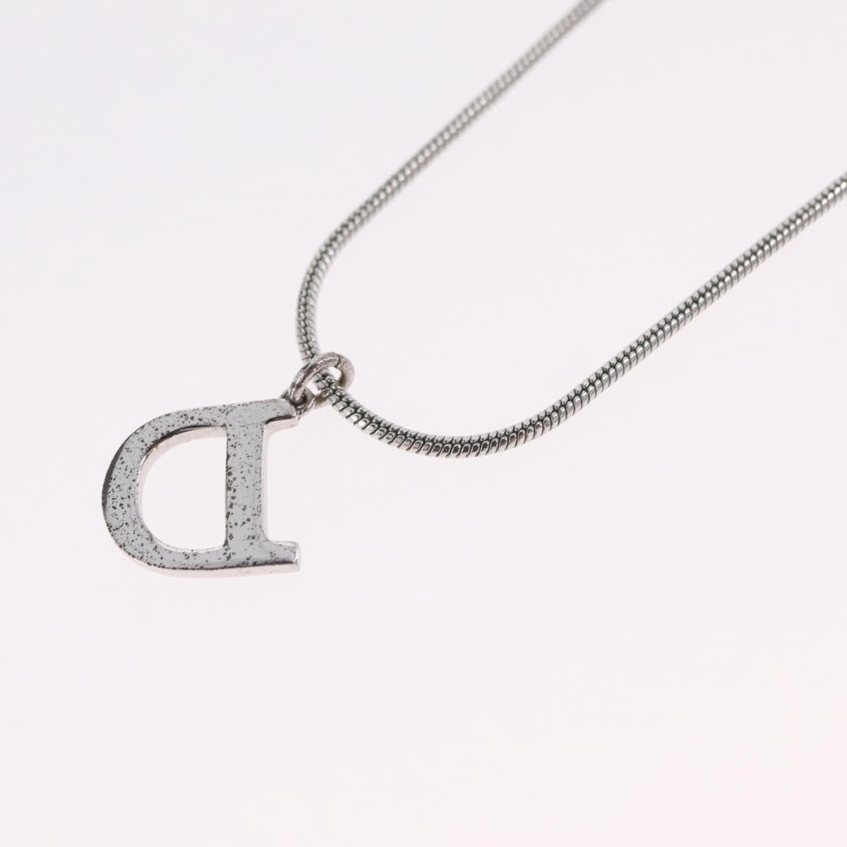Christian Dior D Logo Pendant Metal Silver Metal Necklace Jewelry (Pre-Owned)
