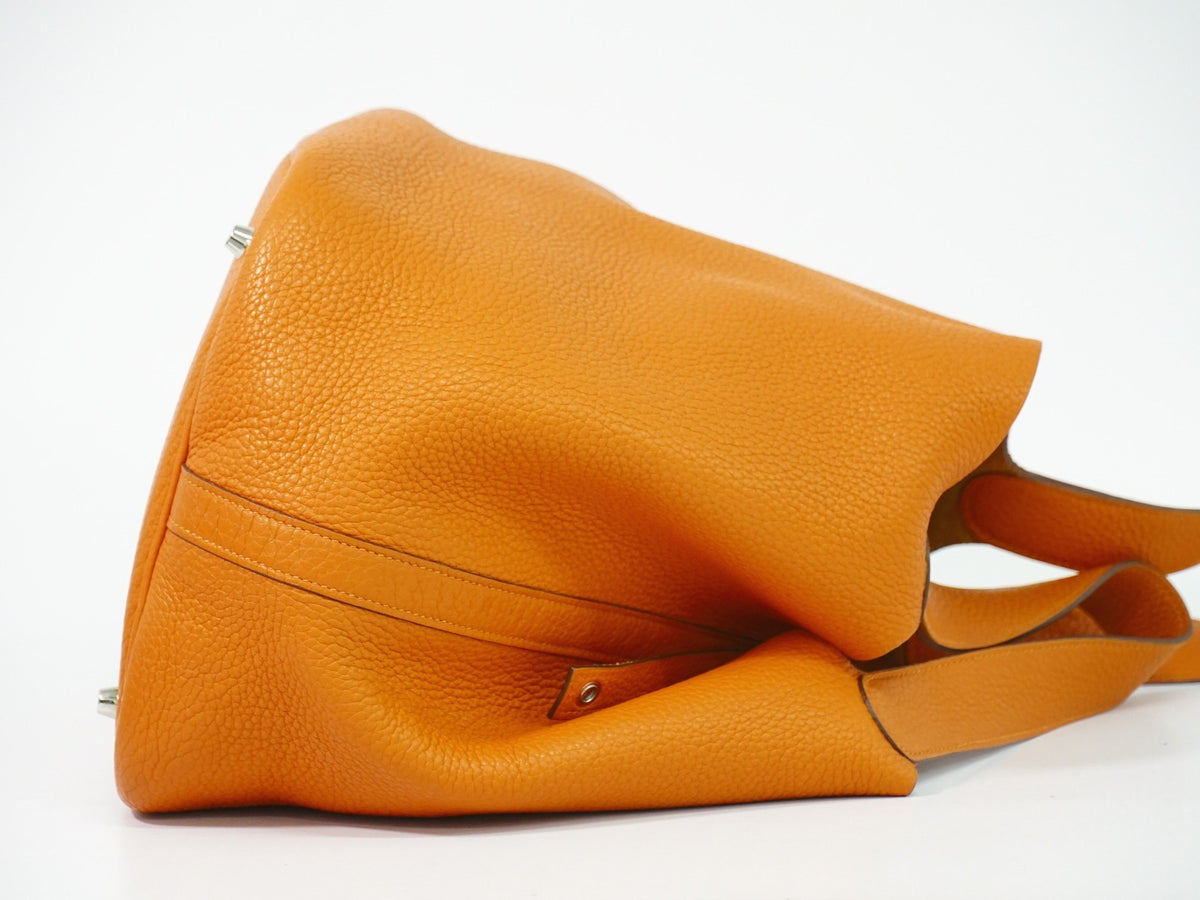 Hermes Picotin Lock Togo Orange Leather Handbag (Pre-Owned)