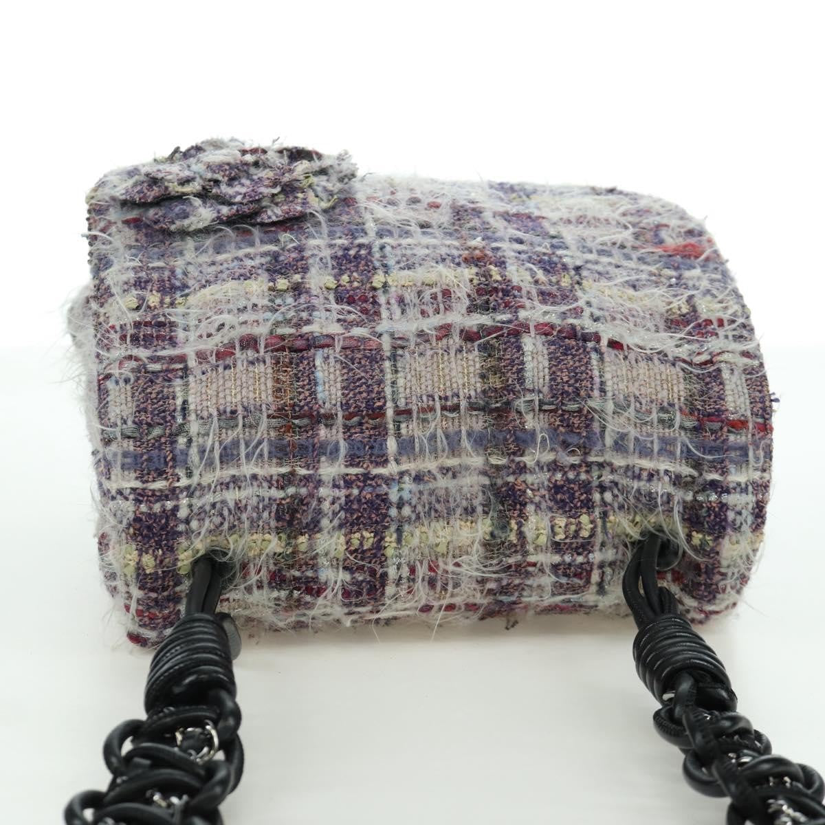 Chanel Camellia Messenger Tweed Purple Tweed Shoulder Bag Bag (Pre-Owned)