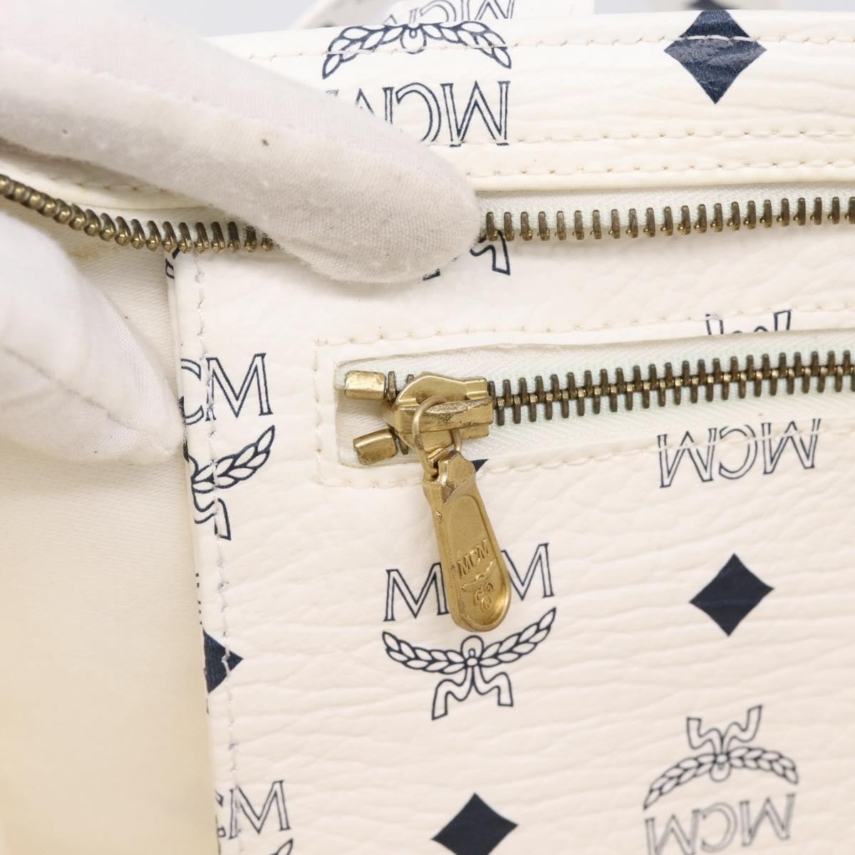 MCM Vintage Visetos Canvas White Canvas Tote Bag Bag (Pre-Owned)