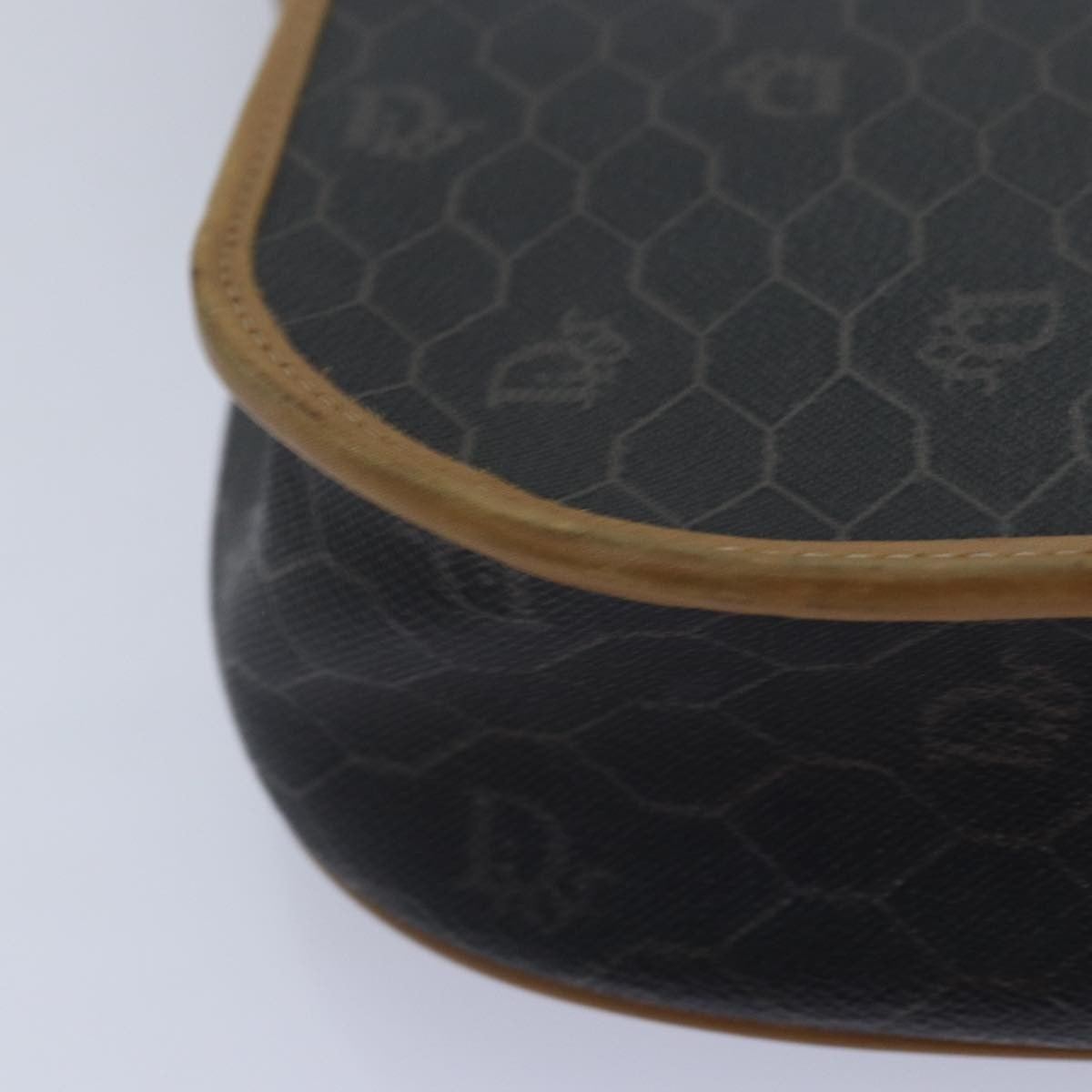 Christian Dior Vintage Honeycomb Canvas And Leather Black Canvas Shoulder Bag Bag (Pre-Owned)