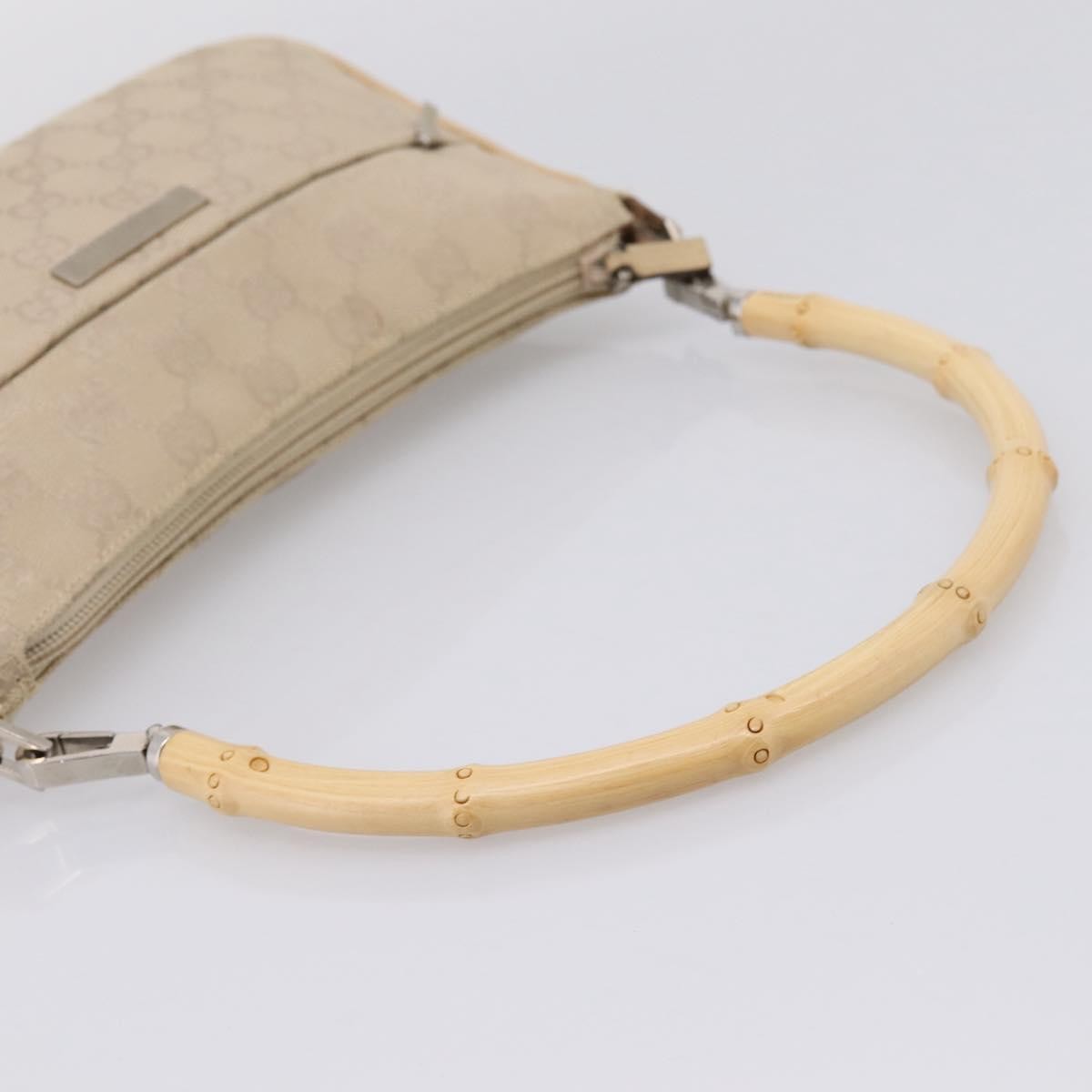 Gucci Bamboo Top Handle Gg Canvas Beige Canvas Handbag (Pre-Owned)