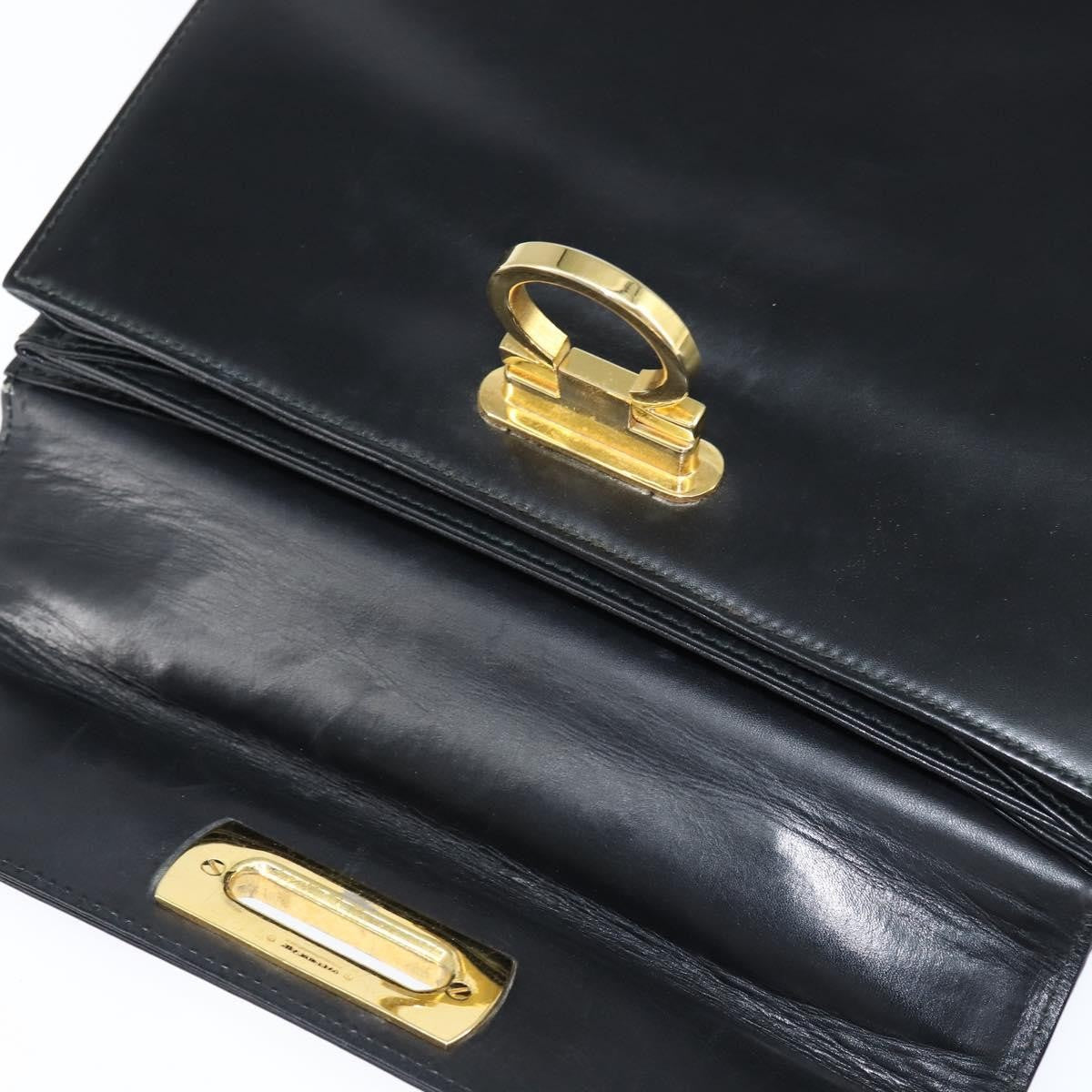 Salvatore Ferragamo Gancini Convertible Top Handle Leather Black Leather Handbag (Pre-Owned)