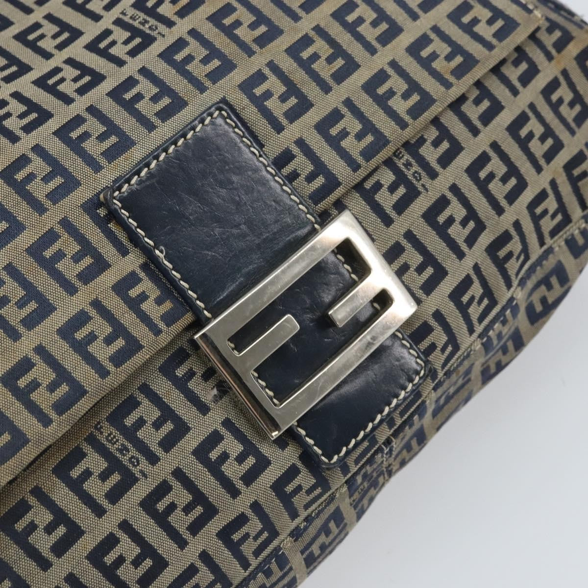 Fendi Mamma Baguette Zucca Jacquard Velvet Navy Canvas Shoulder Bag Bag (Pre-Owned)