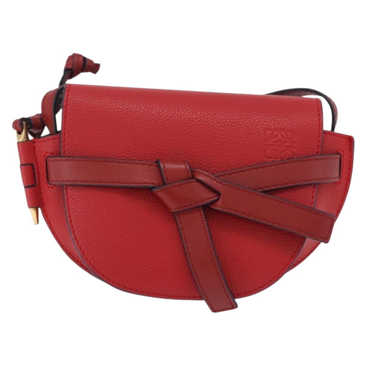 Loewe Metal Gate Leather Red Leather Shoulder Bag Bag (Pre-Owned)