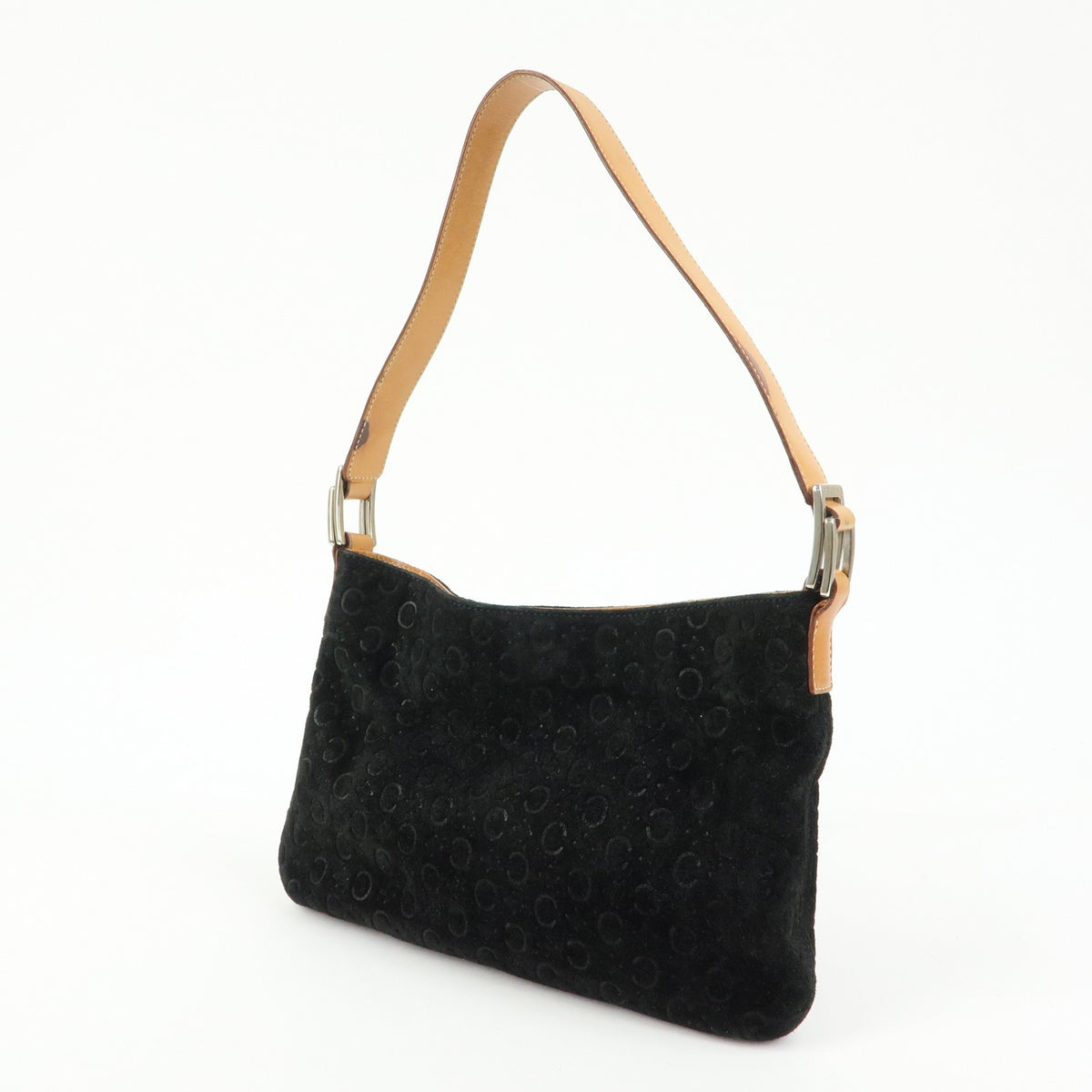 Celine C Macadam Shoulder Suede Black Suede Handbag (Pre-Owned)