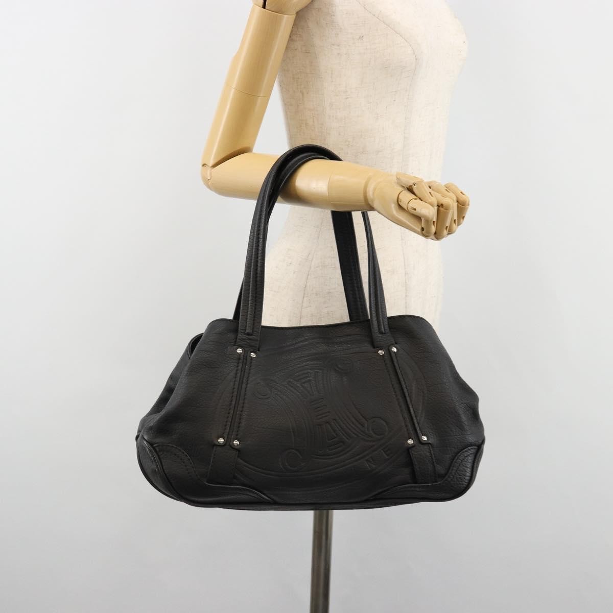Celine Shoulder Leather Black Leather Shoulder Bag Bag (Pre-Owned)