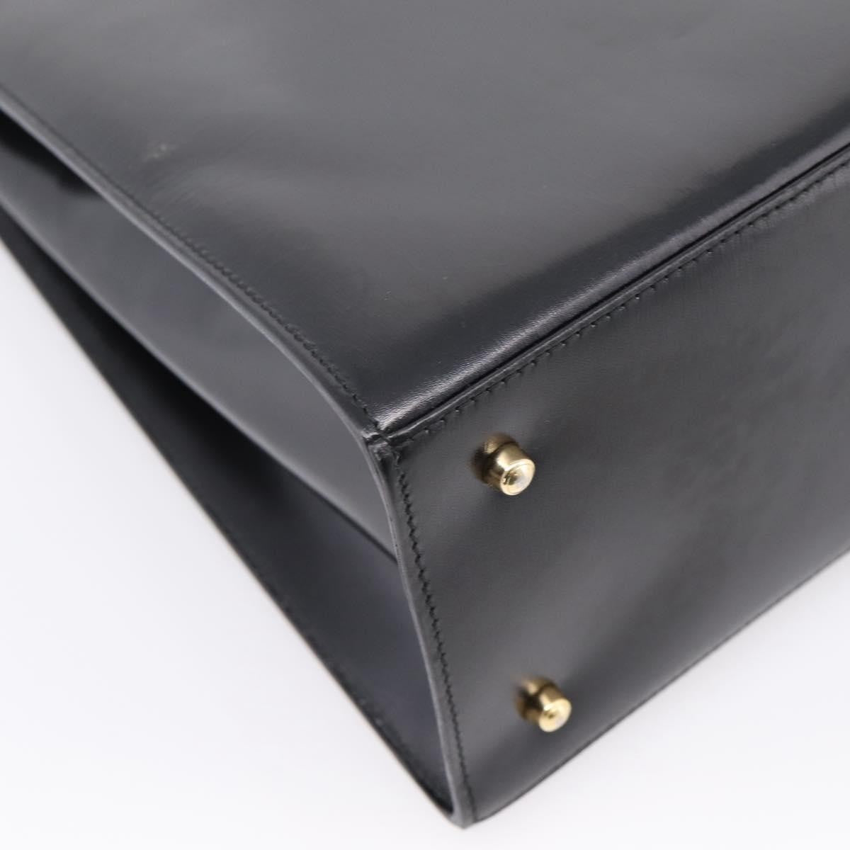 Gucci Vintage Lady Lock Top Handle Leather Black Leather Handbag (Pre-Owned)