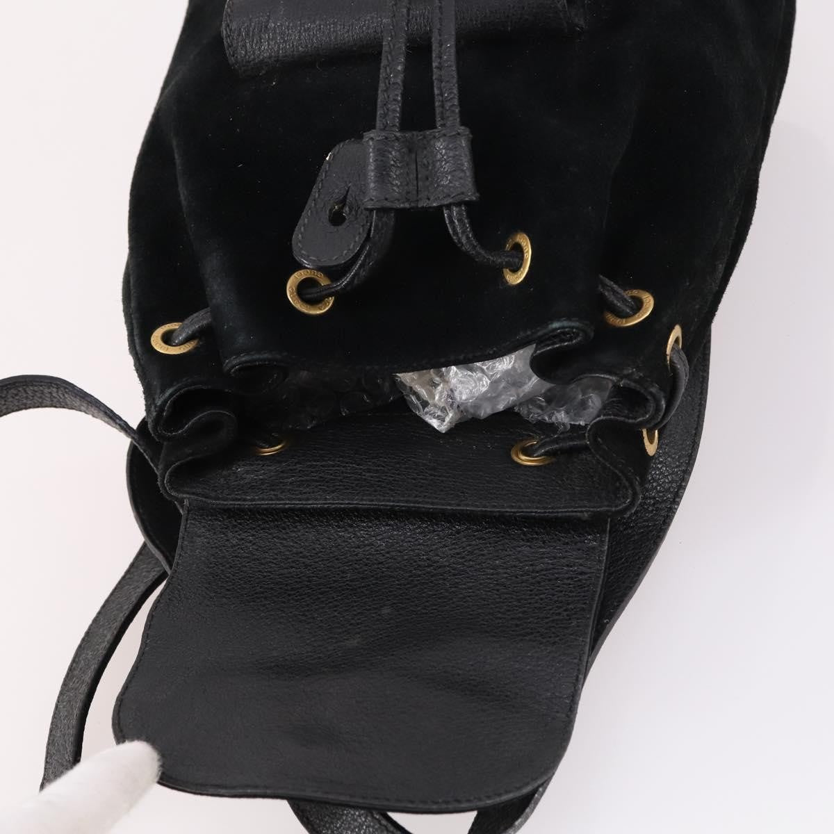 Gucci Vintage Bamboo Suede Black Suede Backpack Bag (Pre-Owned)
