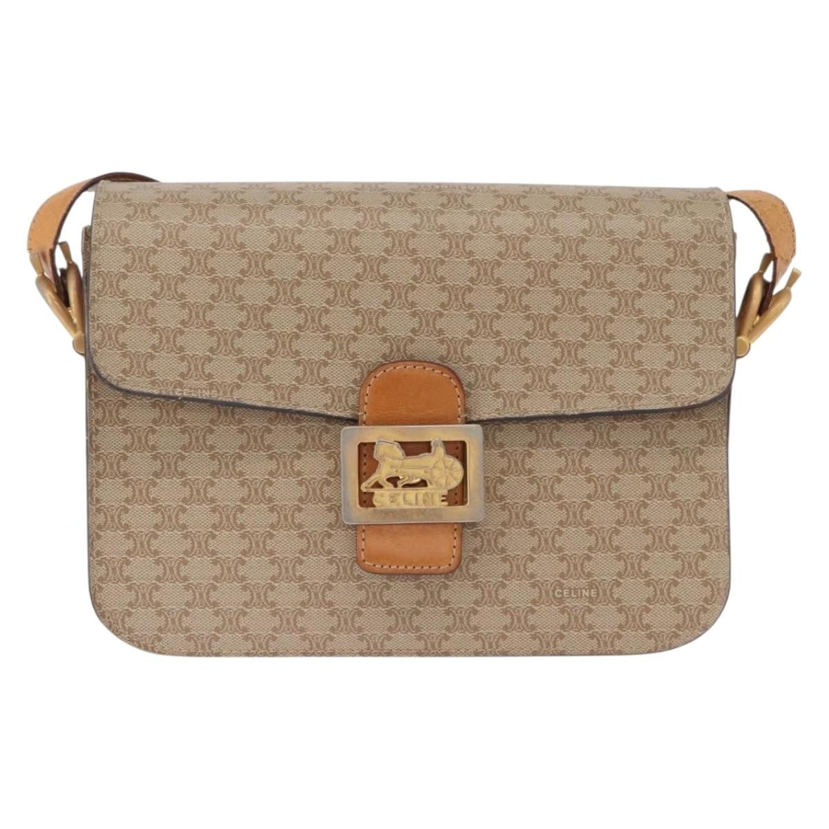Celine Macadam Canvas Beige Canvas Shoulder Bag Bag (Pre-Owned)
