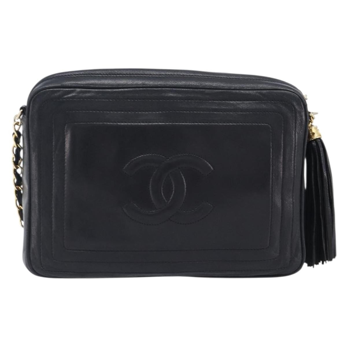 Chanel Vintage Cc Camera Leather Black Leather Shoulder Bag Bag (Pre-Owned)