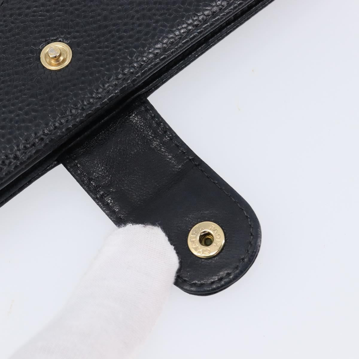 Chanel Vintage Cc Bifold Leather Black Leather Wallets Accessory (Pre-Owned)