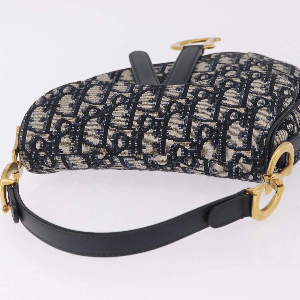 Christian Dior Saddle Oblique Canvas Navy Canvas Handbag (Pre-Owned)