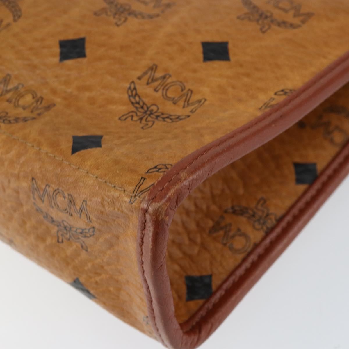 MCM Visetos Pvc Brown Canvas Clutche & Pouche Bag (Pre-Owned)