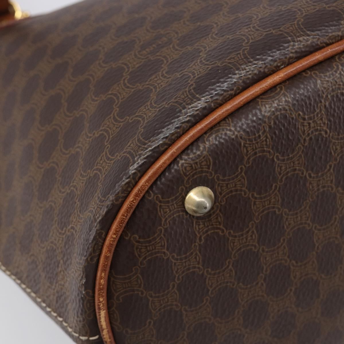Celine Vintage Macadam Shopper Coated Canvas Brown Canvas Tote Bag Bag (Pre-Owned)