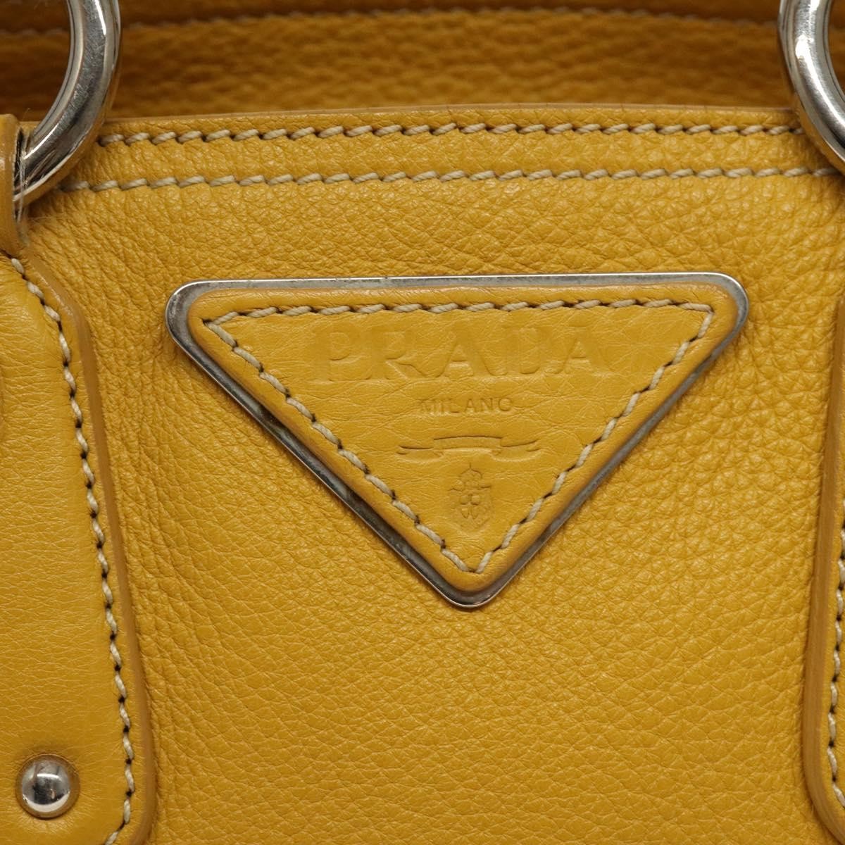 Prada Vintage Leather Yellow Leather Handbag (Pre-Owned)