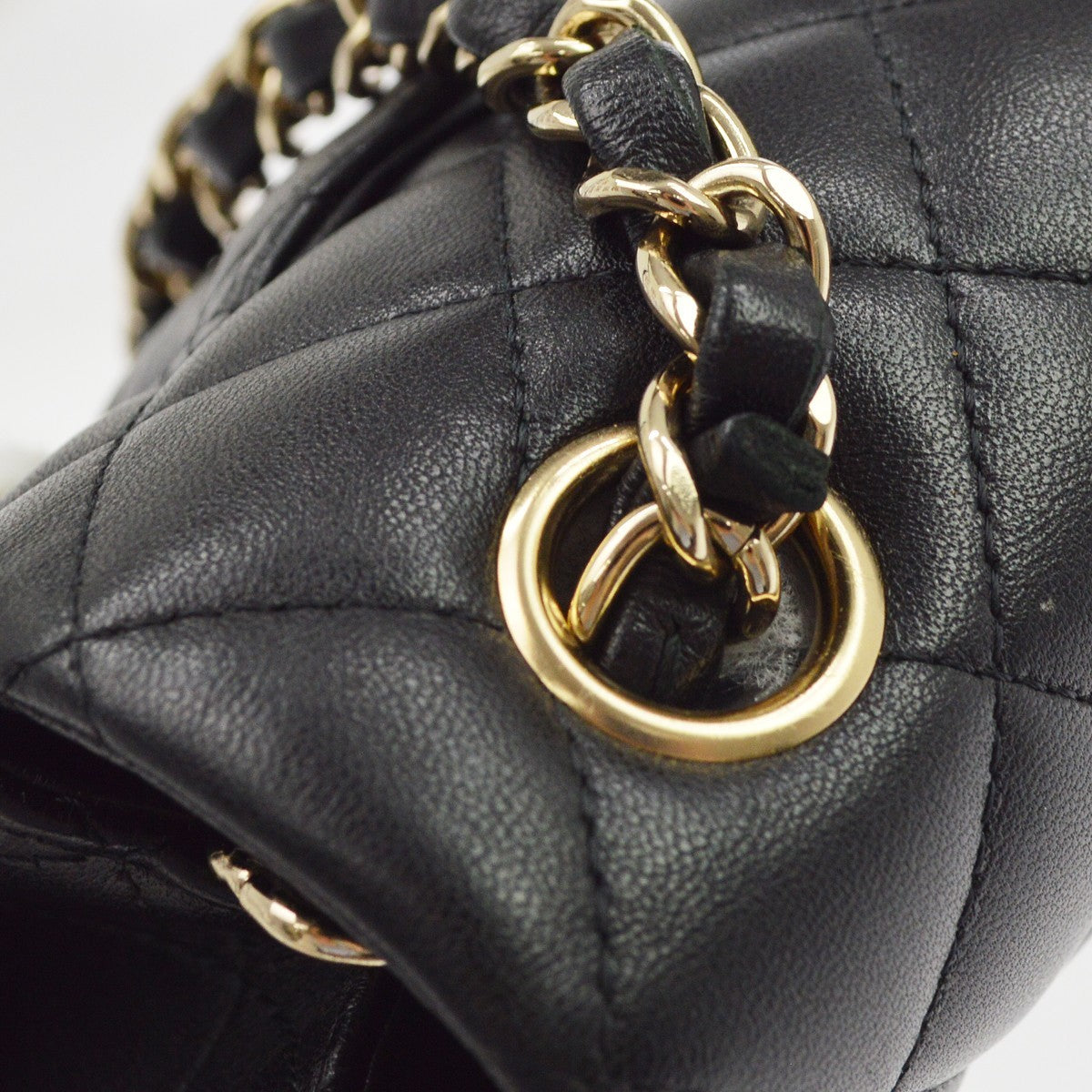 Chanel Classic Single Flap Quilted Lambskin Black Leather Shoulder Bag Bag (Pre-Owned)
