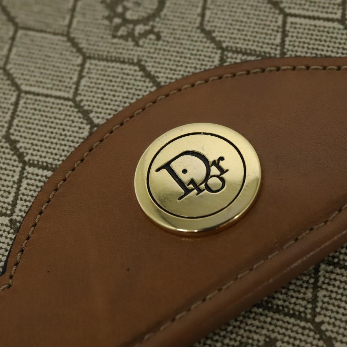 Christian Dior Vintage Honeycomb Chain Canvas Beige Canvas Bag (Pre-Owned)