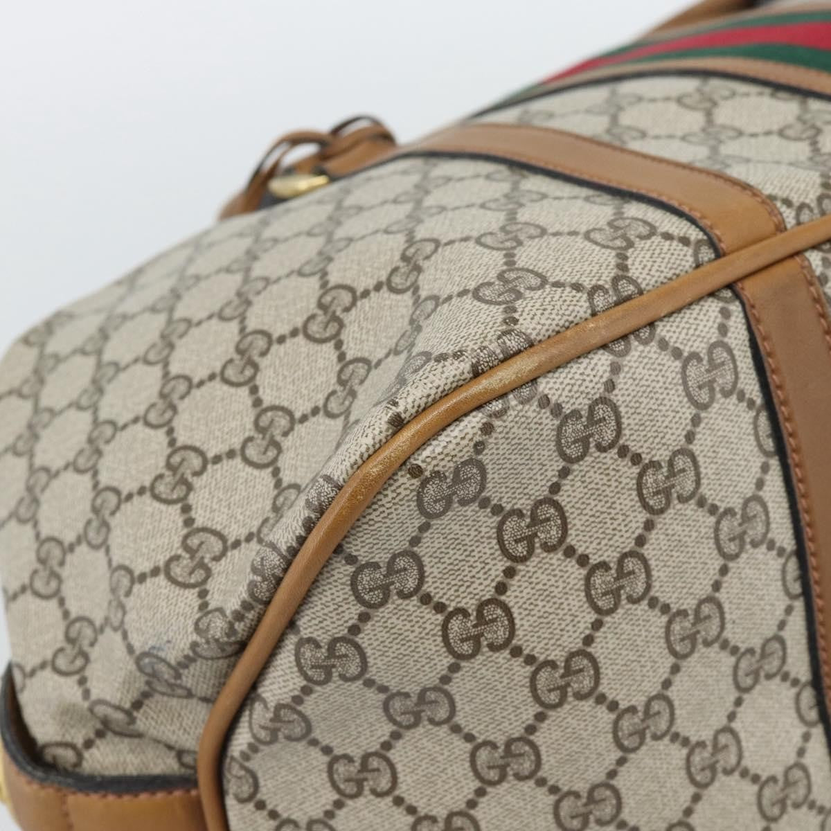 Gucci Zip Boston Gg Canvas And Leather Beige Pvc Handbag (Pre-Owned)