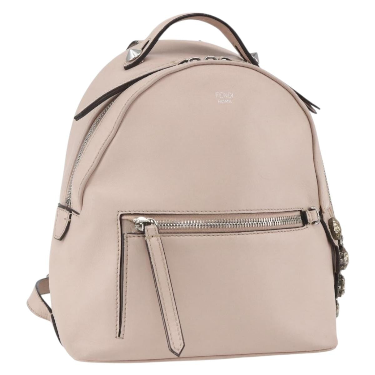 Fendi By The Way Leather Beige Leather Backpack Bag (Pre-Owned)