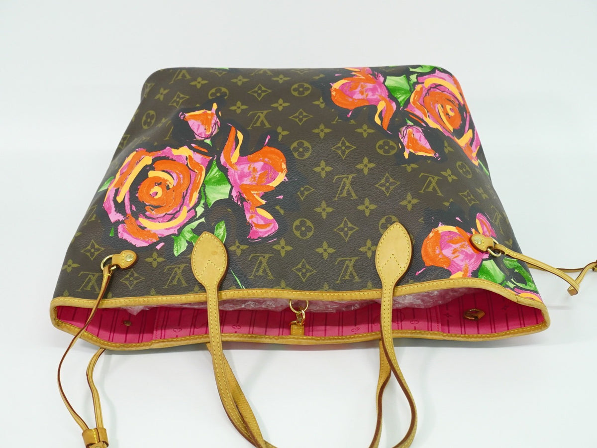 Louis Vuitton Neverfull Limited Edition Monogram Roses Brown Canvas Tote Bag Bag (Pre-Owned)