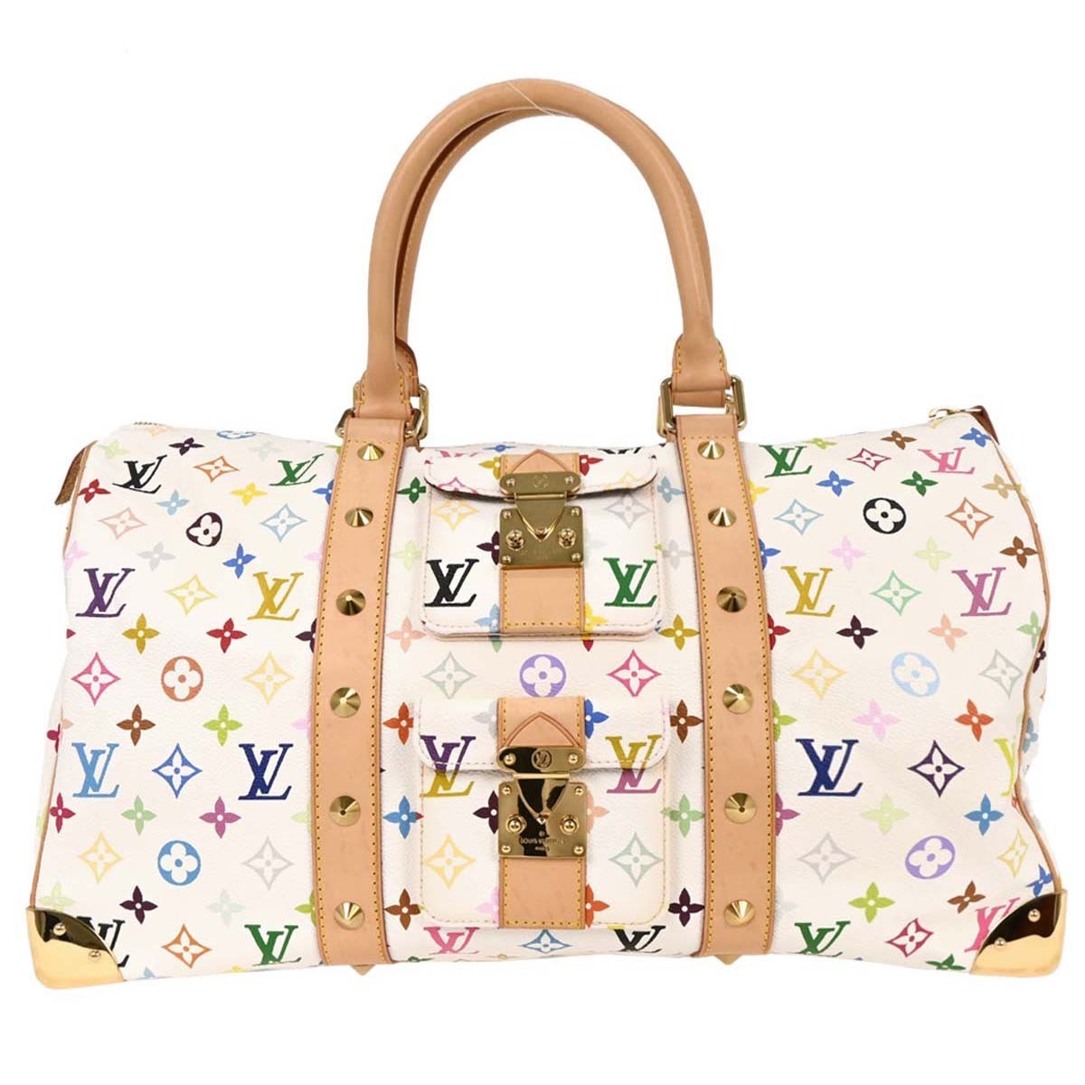 Louis Vuitton Keepall Monogram Multicolor White Canvas Travel Bag Bag (Pre-Owned)