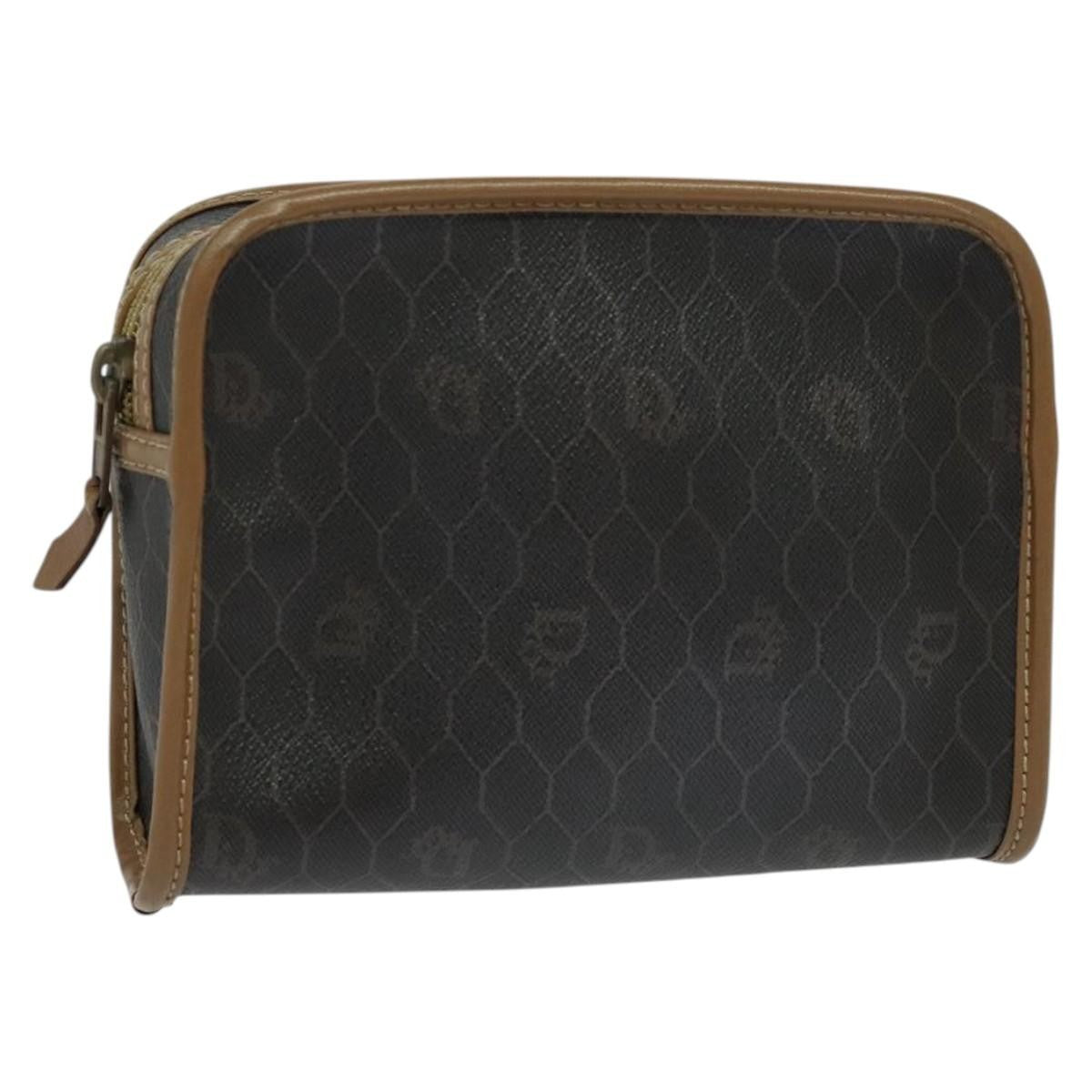 Christian Dior Vintage Honeycomb Zip Canvas And Leather Black Canvas Clutche & Pouche Bag (Pre-Owned)