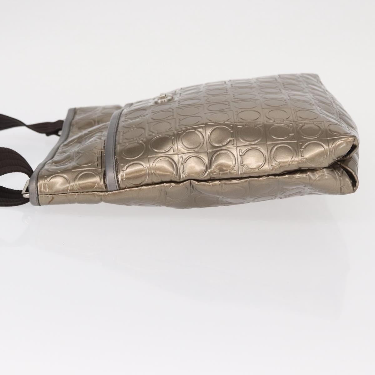 Salvatore Ferragamo Gancini Patent Leather Gold Patent_Leather Shoulder Bag Bag (Pre-Owned)