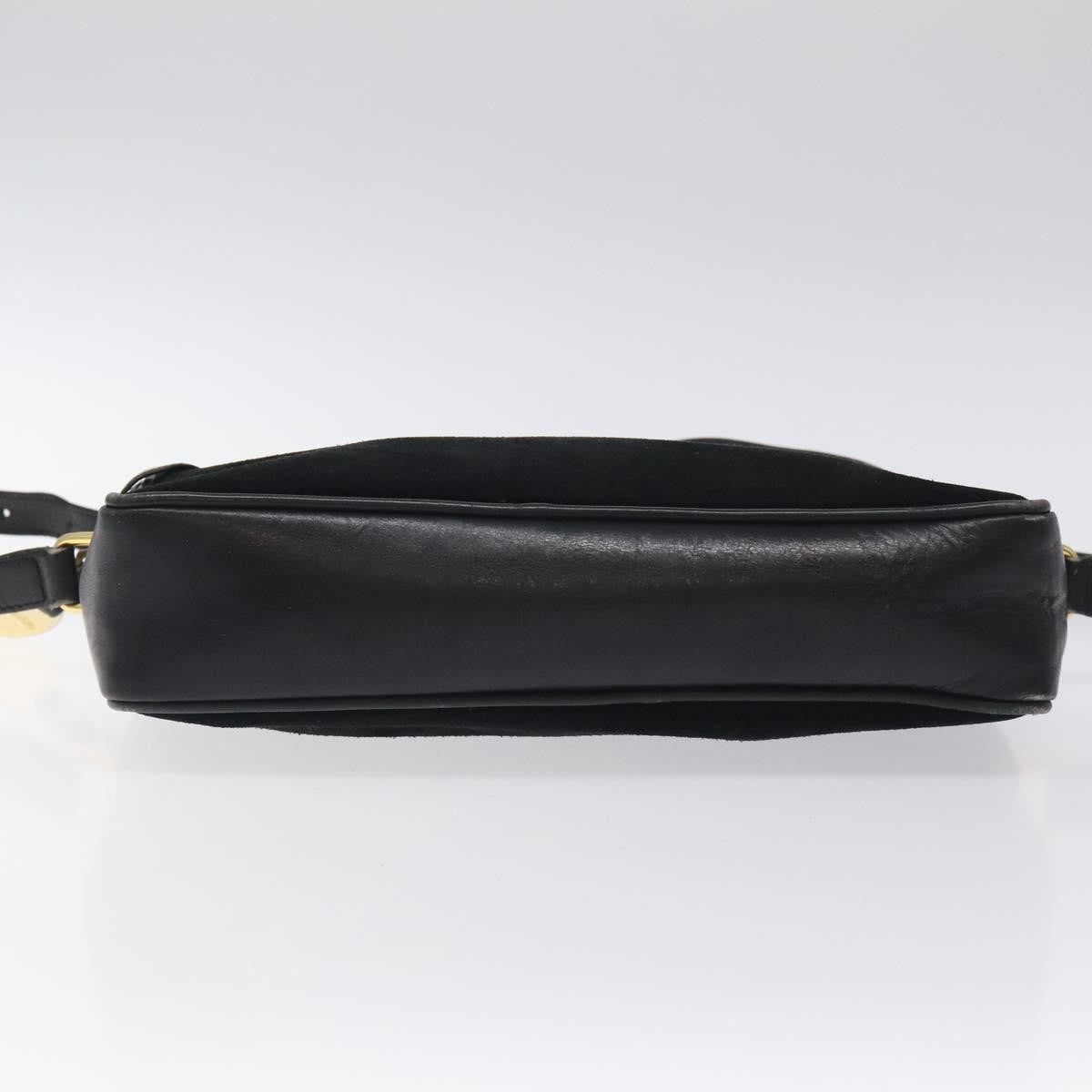 Gucci Sherry Line Shoulder Suede Black Suede Handbag (Pre-Owned)