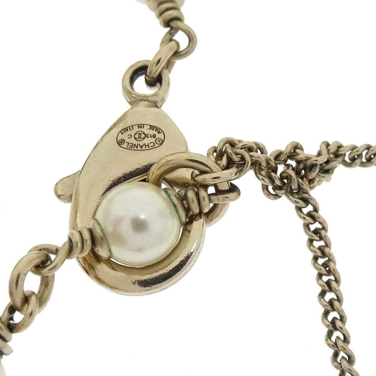Chanel Cc Necklace Faux Pearl And Metal Gold Gold_Plated Necklace Jewelry (Pre-Owned)