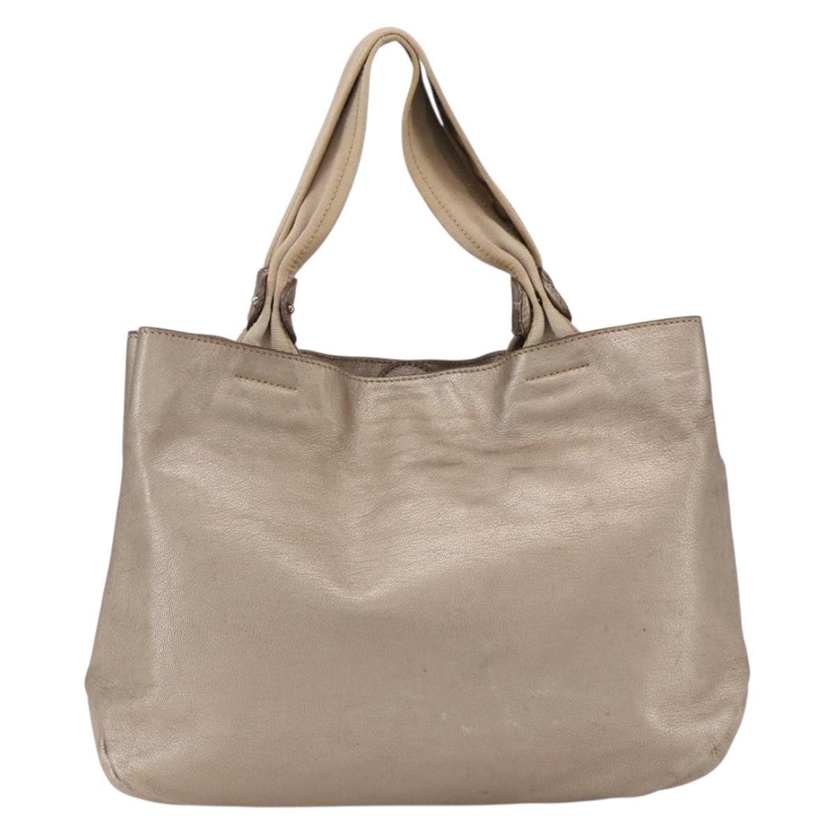 Salvatore Ferragamo Vala Leather Gold Leather Handbag (Pre-Owned)