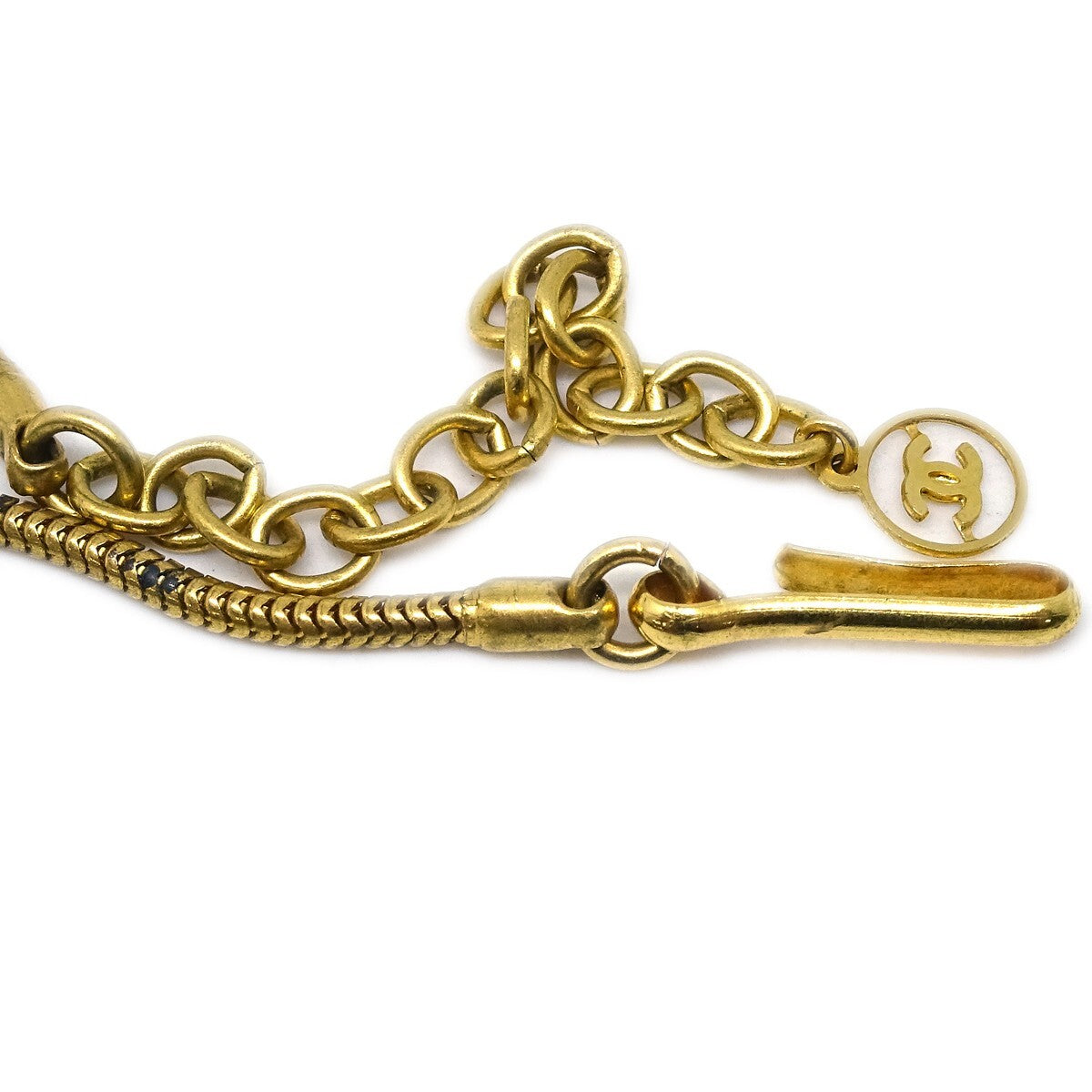 Chanel Vintage Cc Ball Pendant Metal And Enamel Beige Gold_Plated Necklace Jewelry (Pre-Owned)