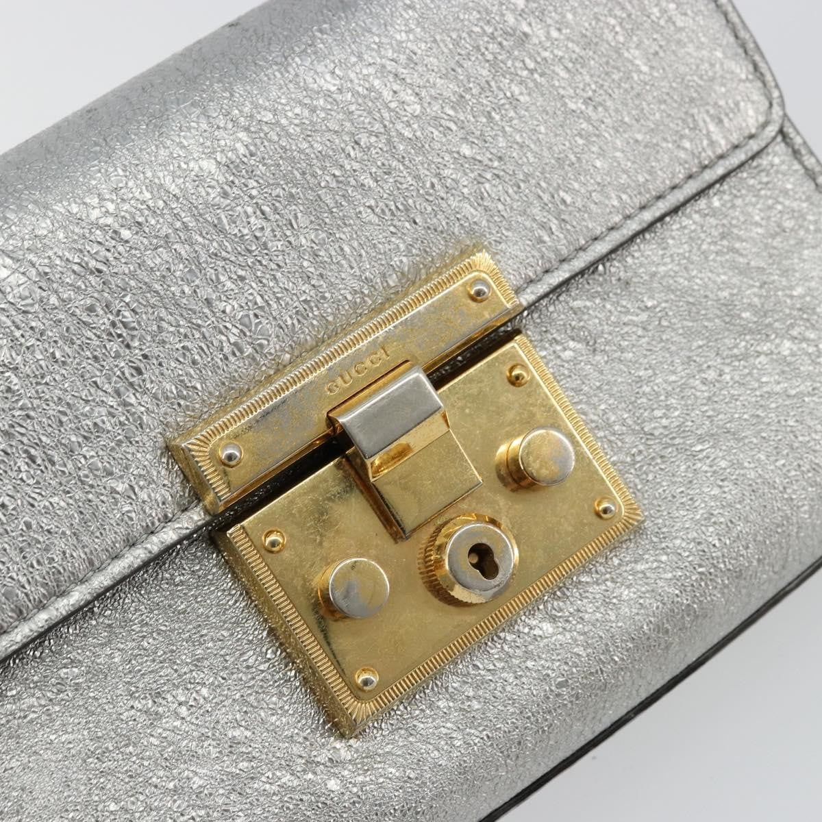 Gucci Padlock Shoulder Bag Nm Gg Coated Canvas And Leather Silver Leather Shoulder Bag Bag (Pre-Owned)