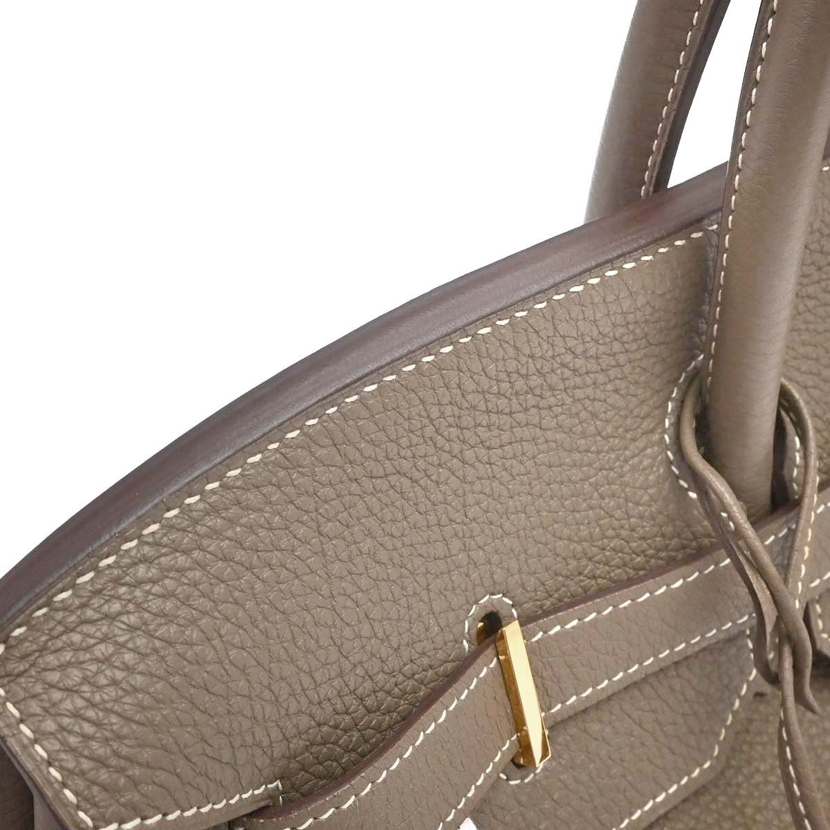 Hermes Birkin Etoupe Togo With Gold Hardware Gray Calfskin Handbag (Pre-Owned)