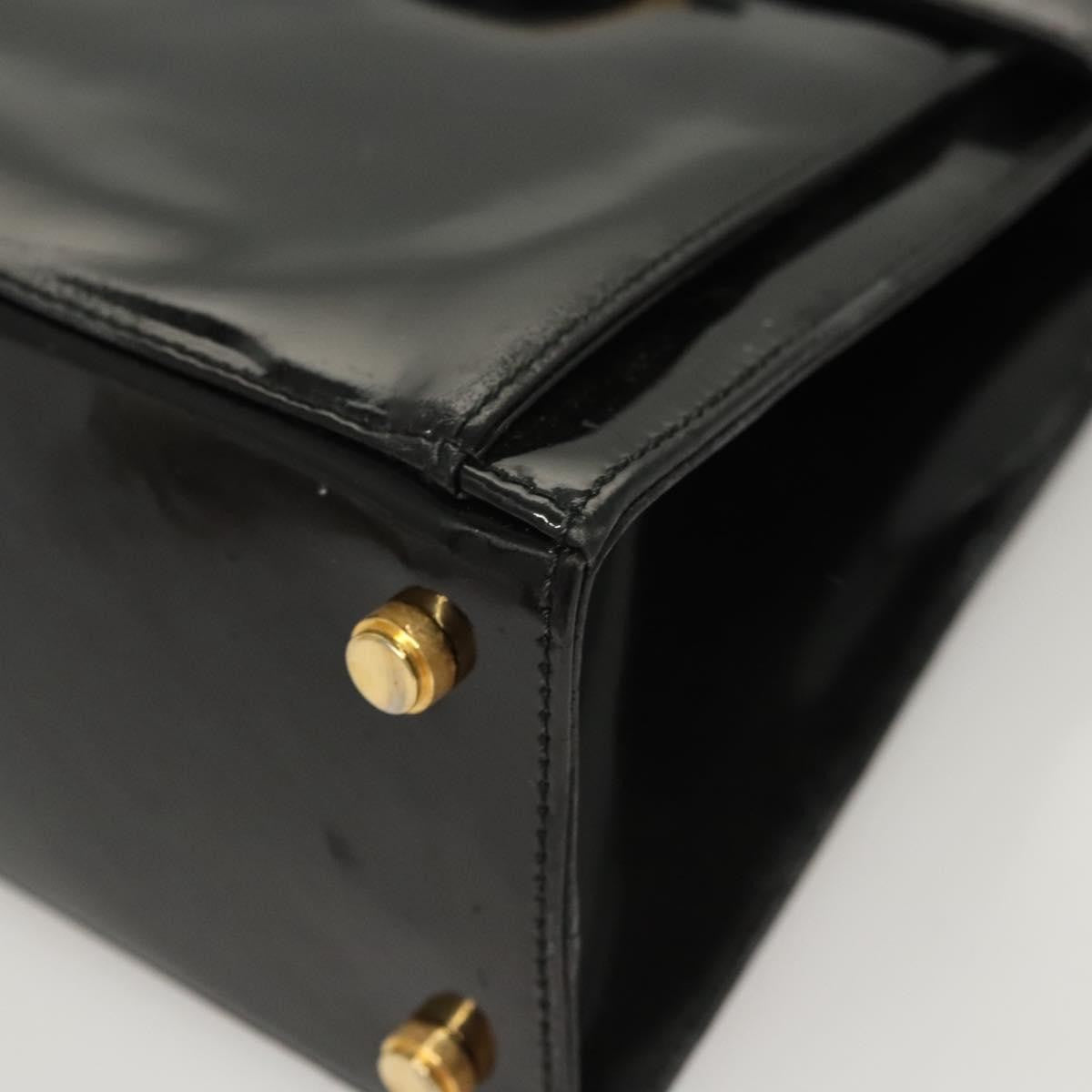 Salvatore Ferragamo Vintage Patent Leather Black Patent_Leather Handbag (Pre-Owned)