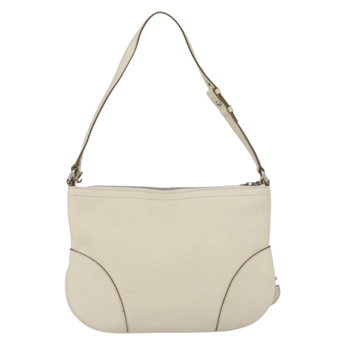 Salvatore Ferragamo Gancini Leather White Leather Shoulder Bag Bag (Pre-Owned)