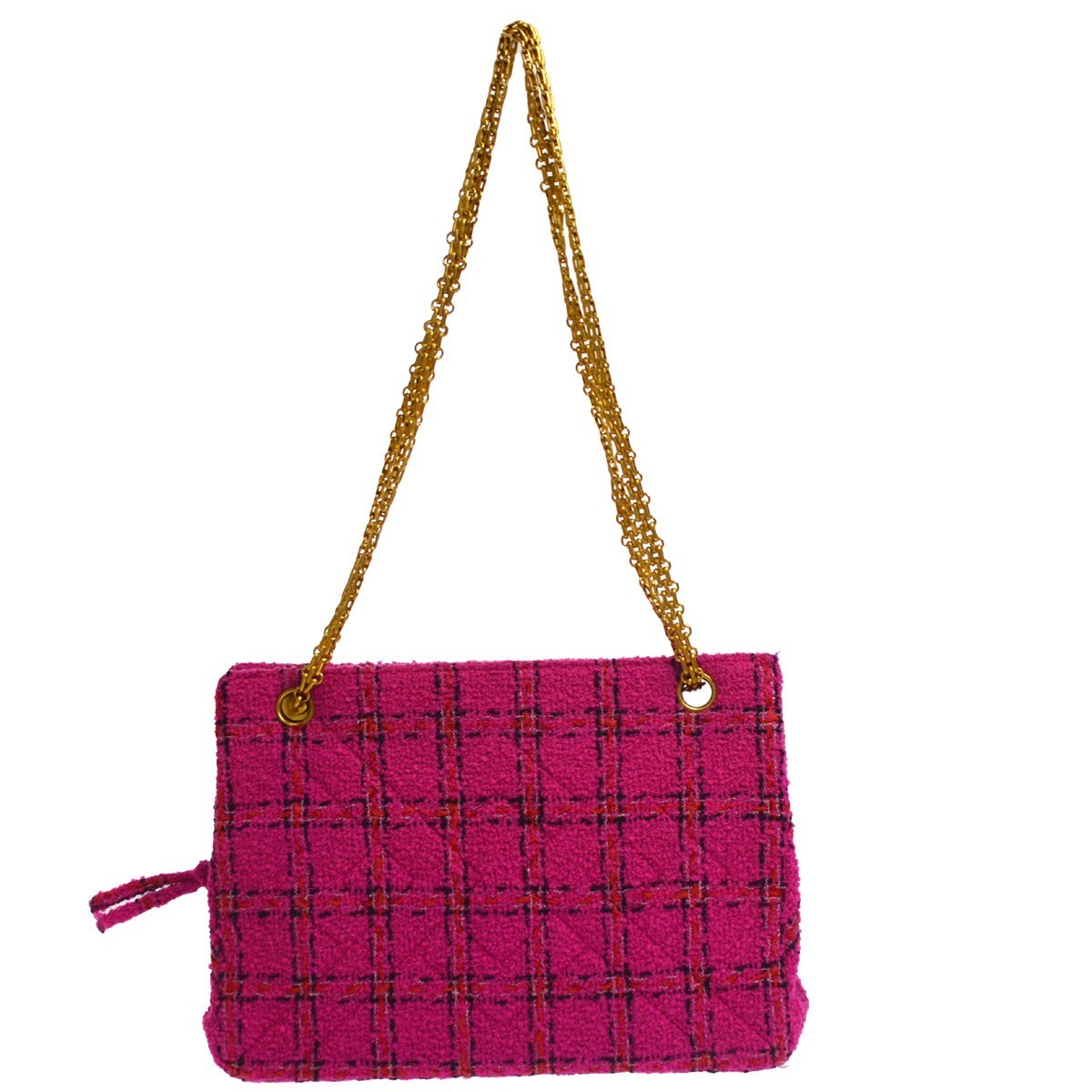 Chanel Vintage Mademoiselle Chain Zip Quilted Terry Cloth Pink Tweed Tote Bag Bag (Pre-Owned)