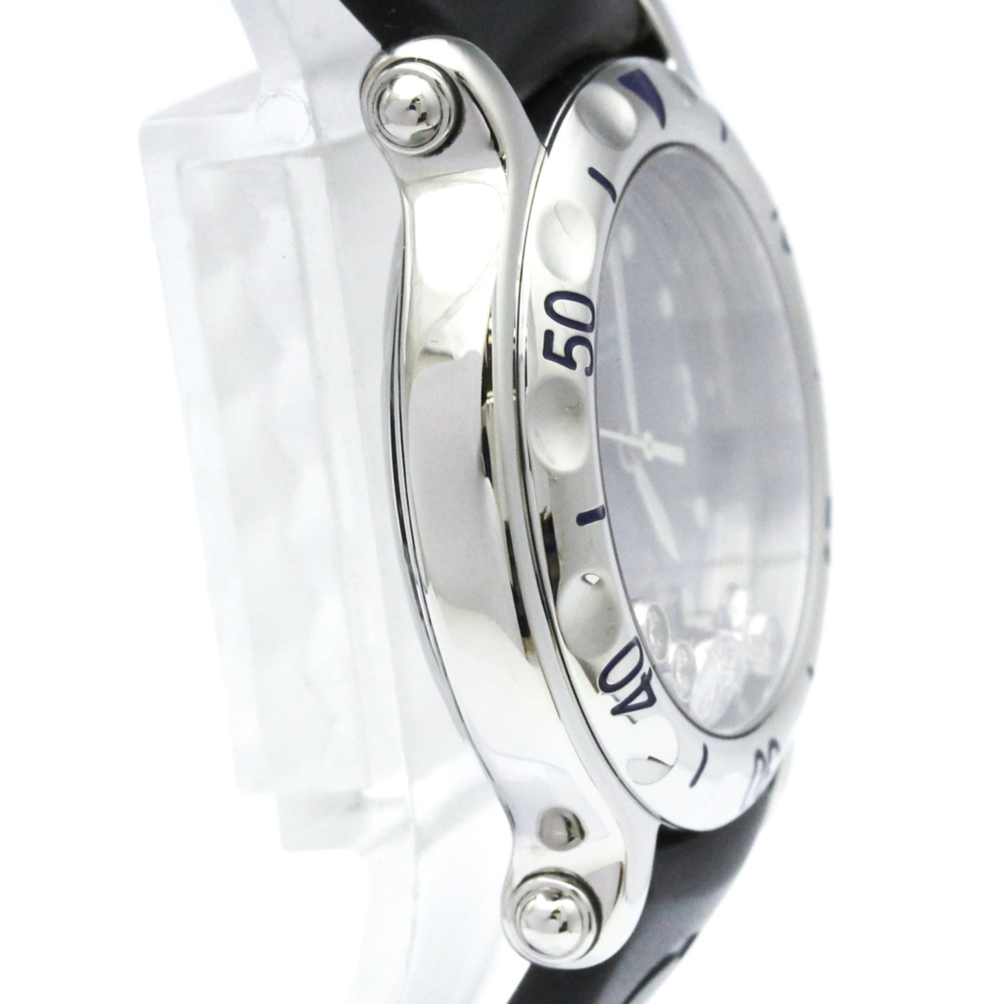 Chopard Happy Sport Fish Round Quartz Stainless Steel And Rubber With Floating Diamonds Watch (Pre-Owned)