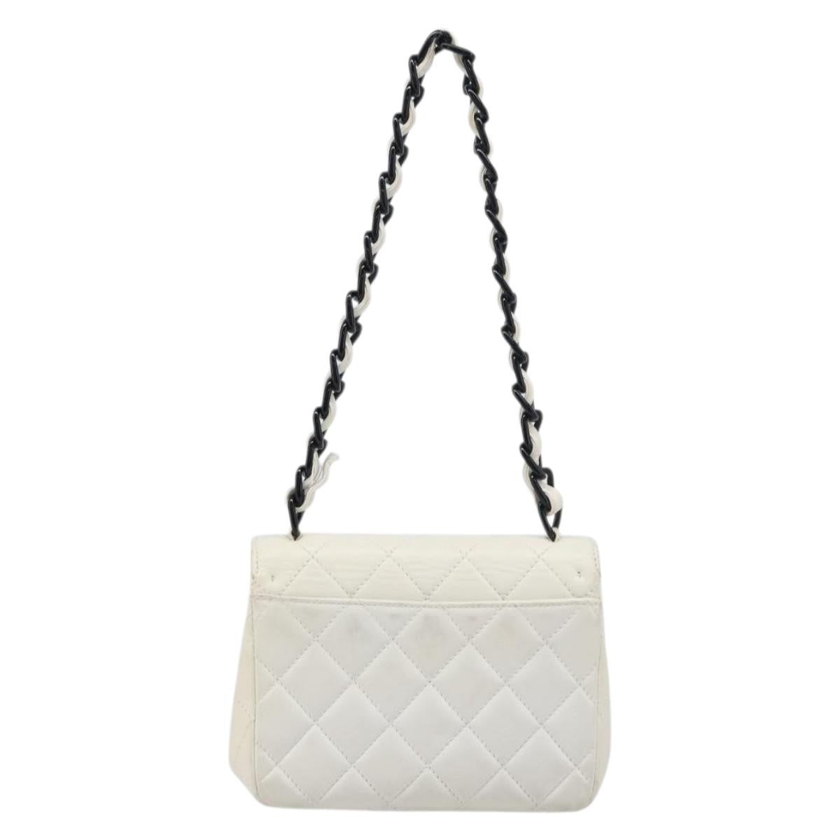 Chanel Vintage Envelope Flap Quilted Lambskin White Leather Shoulder Bag Bag (Pre-Owned)