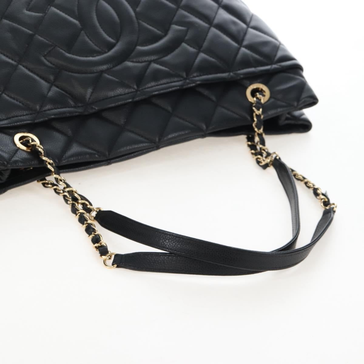 Chanel Timeless Cc Shopping Quilted Caviar Black Leather Tote Bag Bag (Pre-Owned)