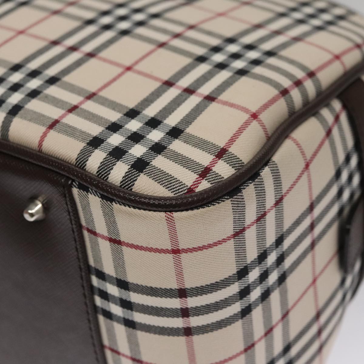Burberry Nova Check Beige Canvas Handbag (Pre-Owned)