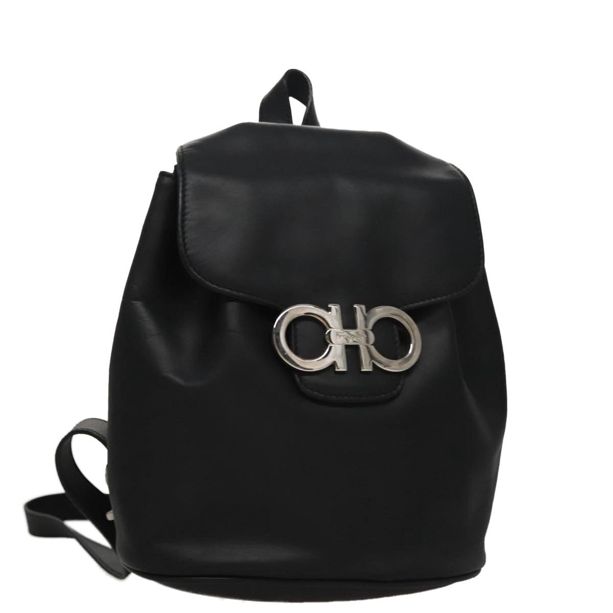 Salvatore Ferragamo Gancini Black Leather Backpack Bag (Pre-Owned)