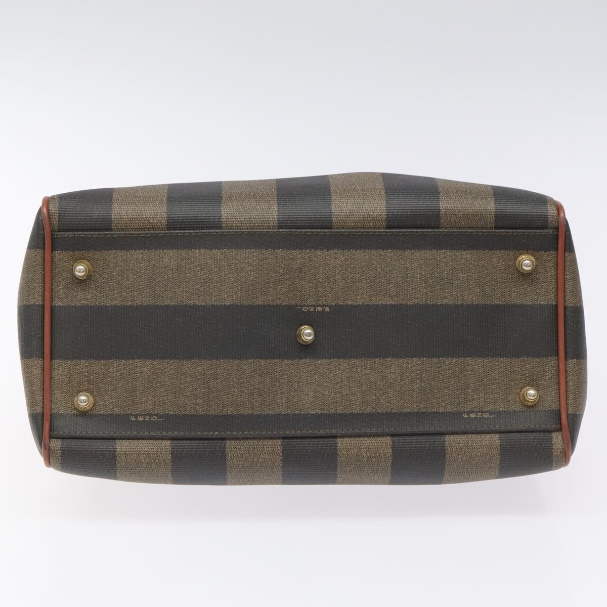 Fendi Pequin Brown Canvas Handbag (Pre-Owned)